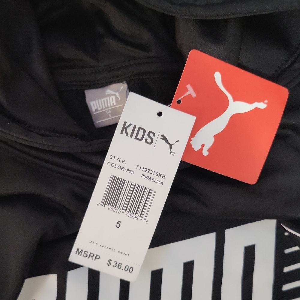 Puma Monochrome Striped Hoodie With Pockets Size Kids 5 - Picture 2 of 8
